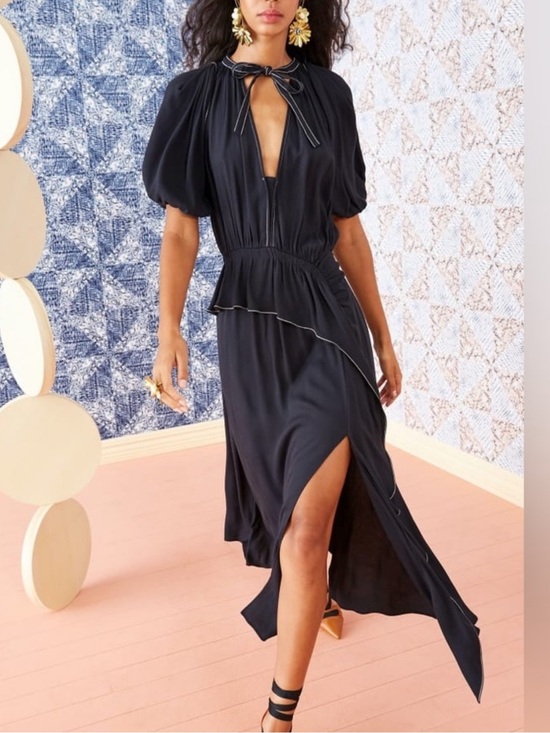 Ulla Johnson Dresses & Skirts - 👗 Ulla Johnson Gorgeous Leah Dress Noir Midi Puff Sleeve Contrast Stitch 👗